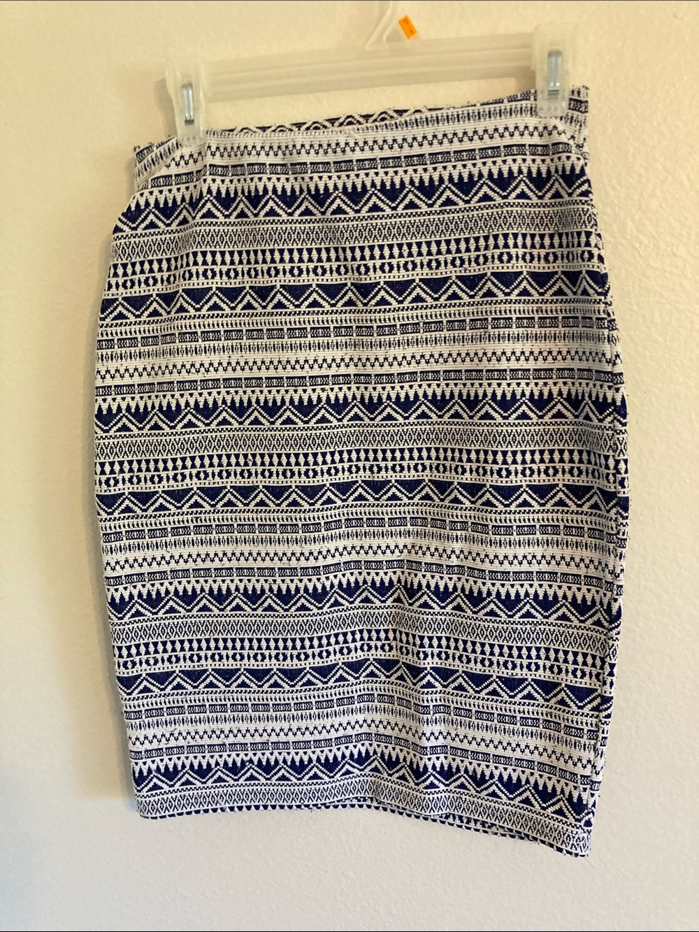 RD Style Navy & White Tribal Print Pencil Skirt